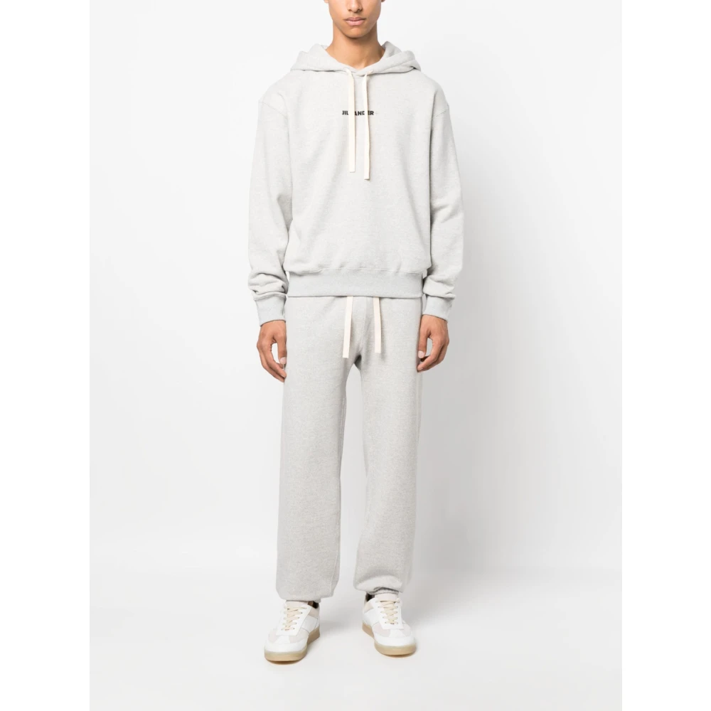 Jil Sander Grijze Logo Hoodie Gray Heren