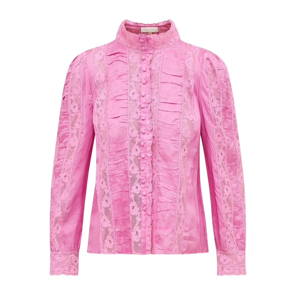 Loveshackfancy Kanten Top met Geplooide Body Roze Pink Dames