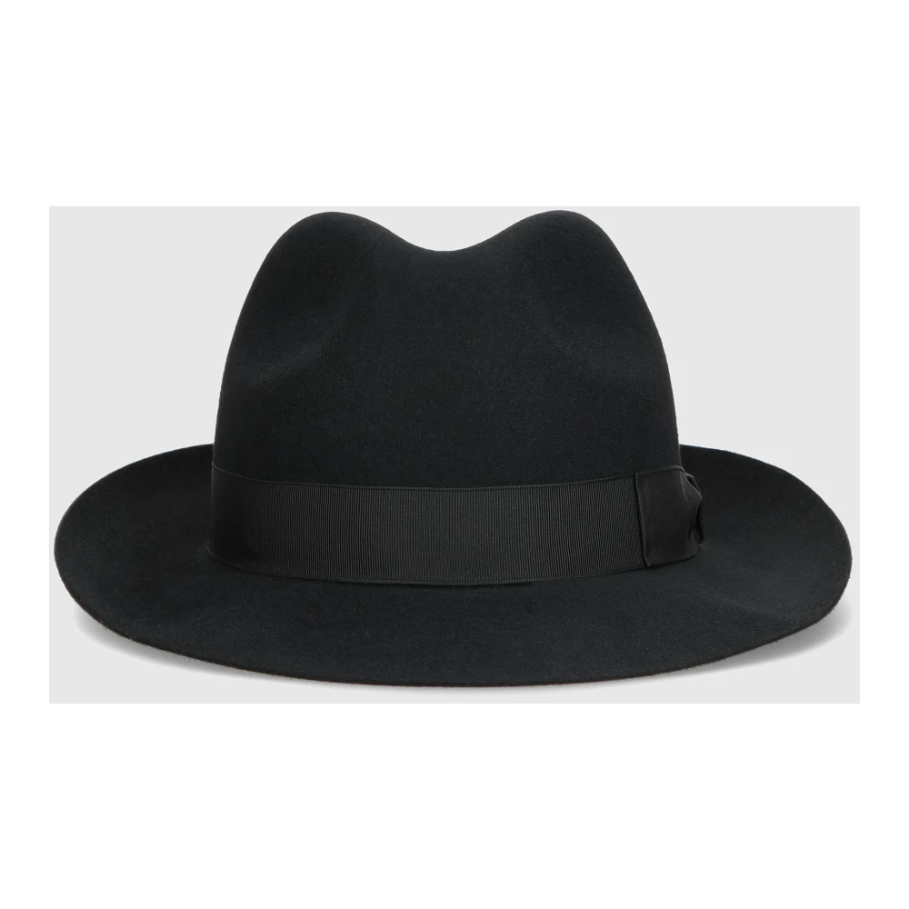 Borsalino Vilt Medium Rand Hoed Black Heren