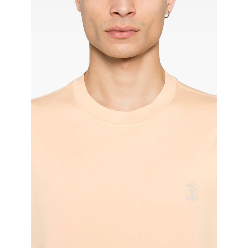 BRUNELLO CUCINELLI Oranje Katoenen Ronde Hals Top Orange Heren