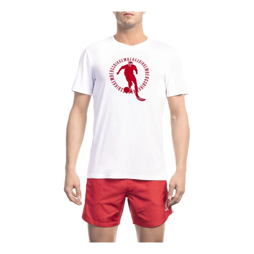 Bikkembergs Men's White Short Sleeve Round Neck T-Shirt - T-Shirts - 2XL- Tops