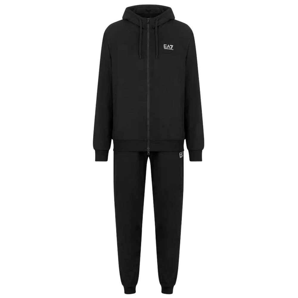 Emporio Armani EA7 Zwart hoodie set met joggers Black Heren