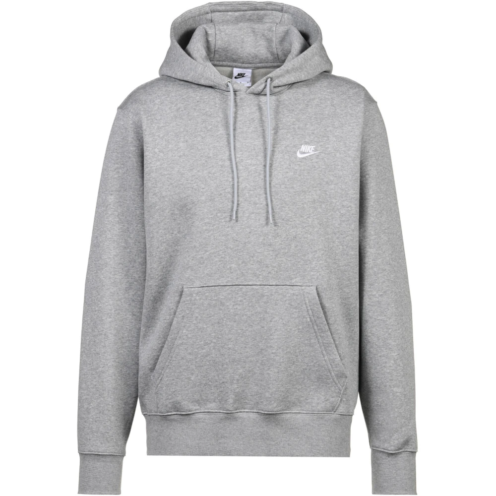 Nike Men's Gray Club Pullover Fleece Hoodie - Long Sleeve Training Tops - Xl - Sport