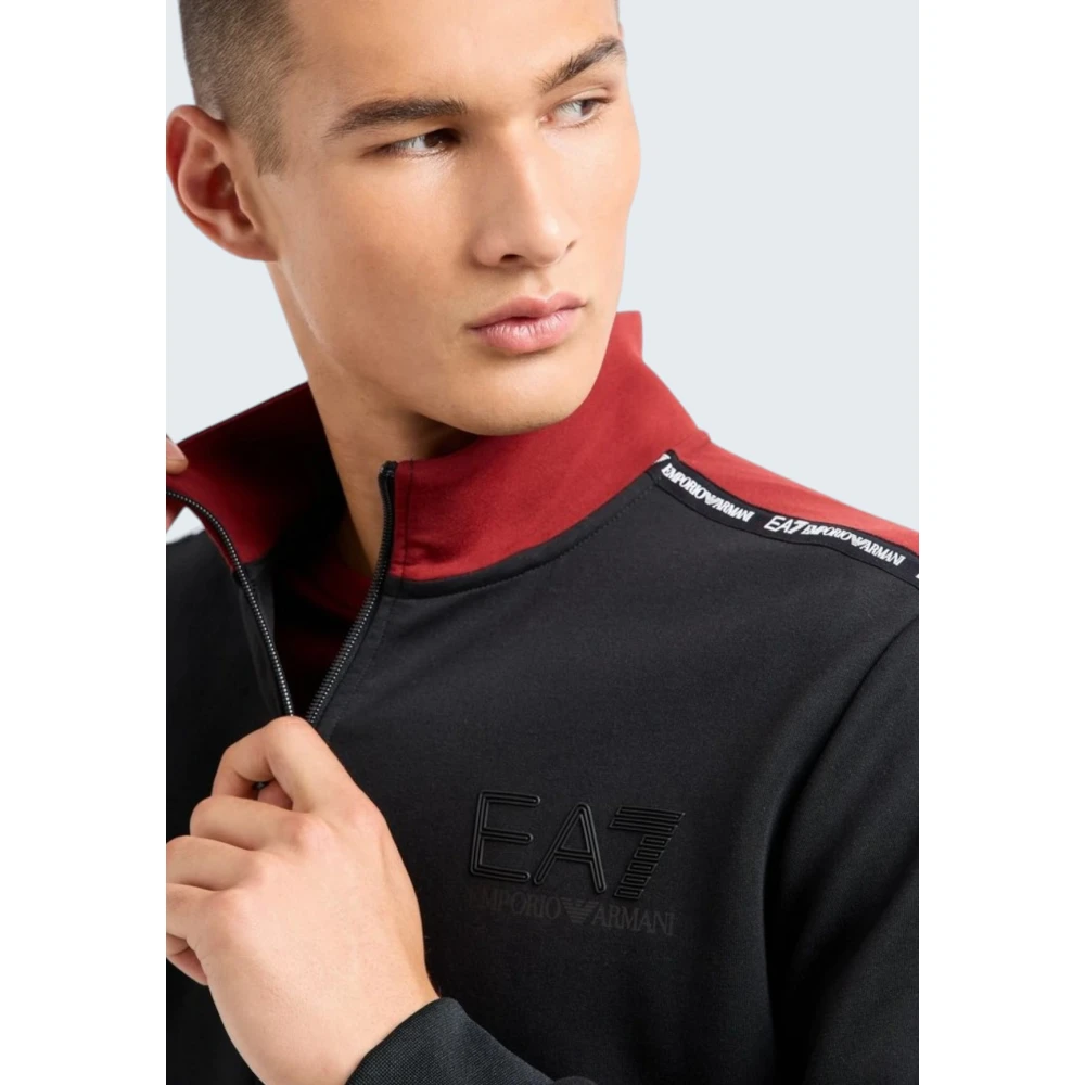 Emporio Armani EA7 Zwarte Full-Zip Sweater 6dpm04 Black Heren