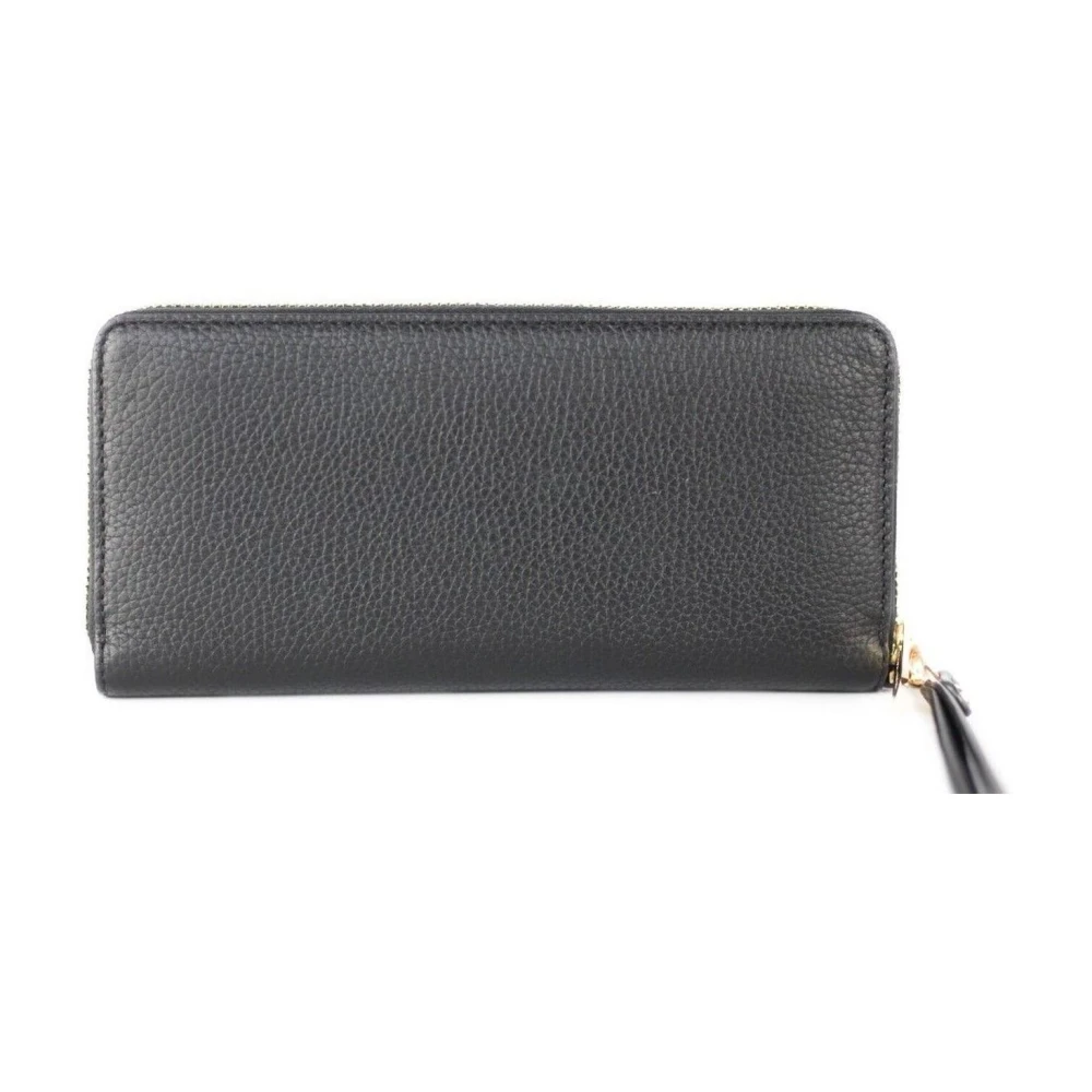 Michael Kors Stijlvolle zwarte pebble lederen pols portemonnee Black Dames