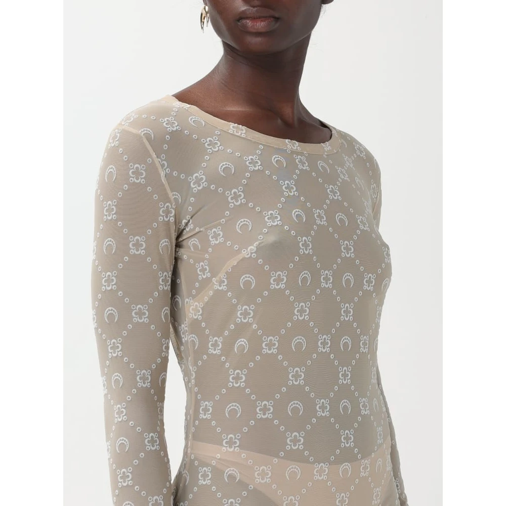 Marine Serre Beige Moongram Mesh Jurk Beige Dames