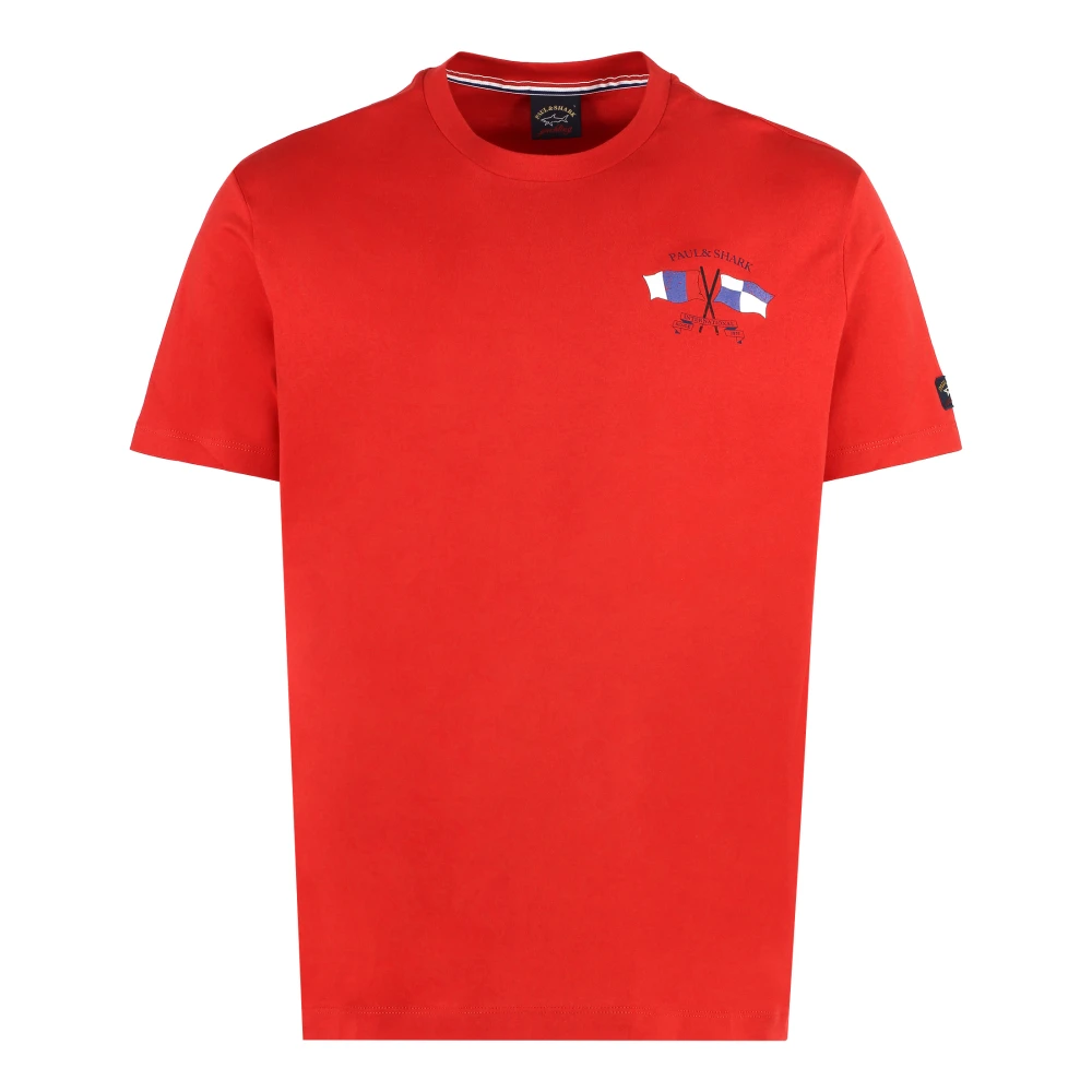 PAUL & SHARK Katoenen Logo T-shirt Red Heren