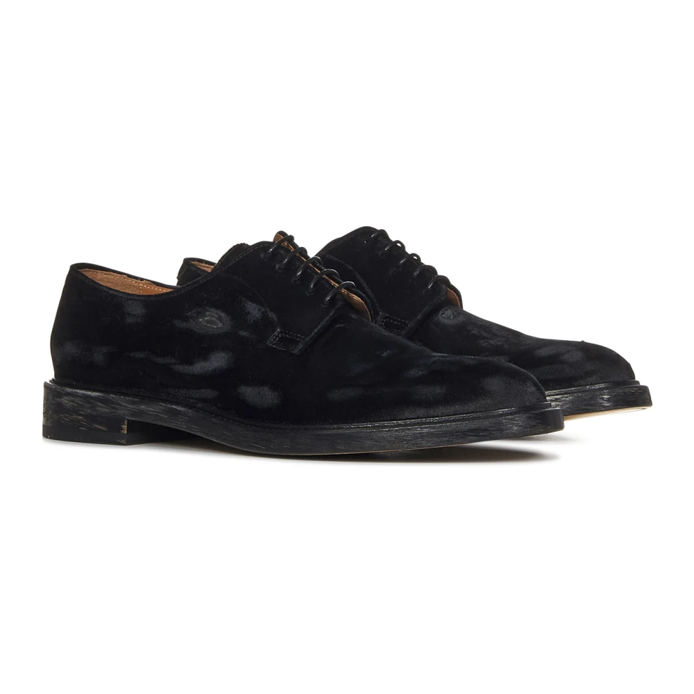 Maison Margiela Zwarte Velvet Oxford Veterschoenen Ss23 Black Heren