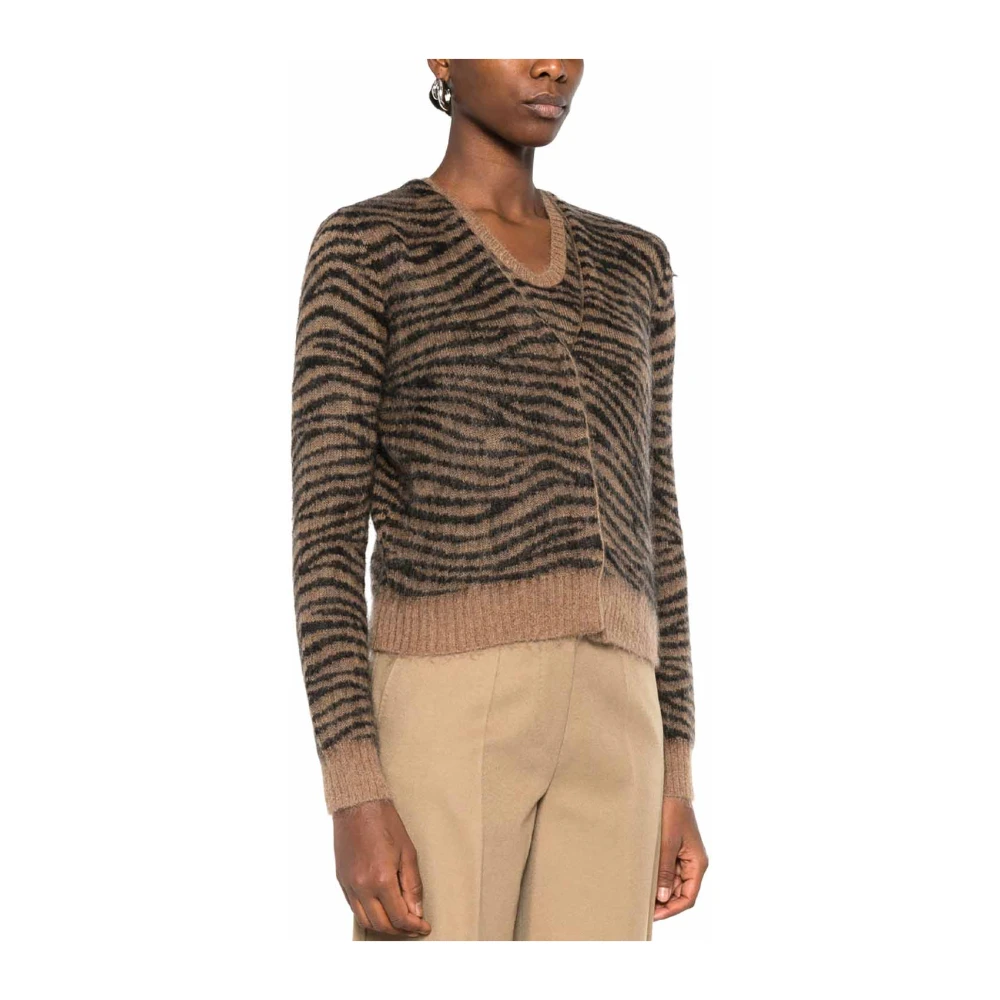 Max Mara Zebra Print Gebreide Trui Set Brown Dames