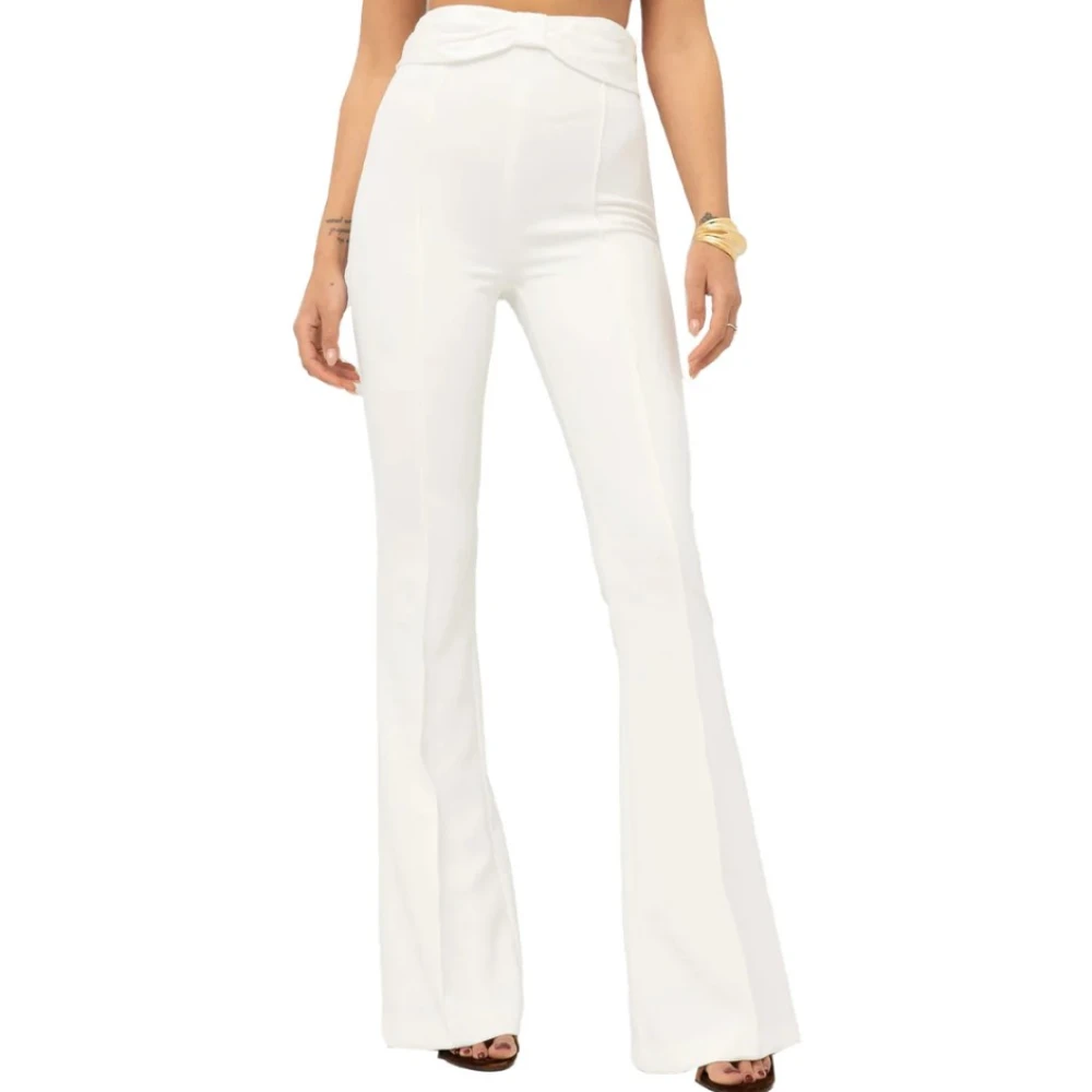 Elisabetta Franchi Wijde Pijp Strik Patroon Broek White Dames