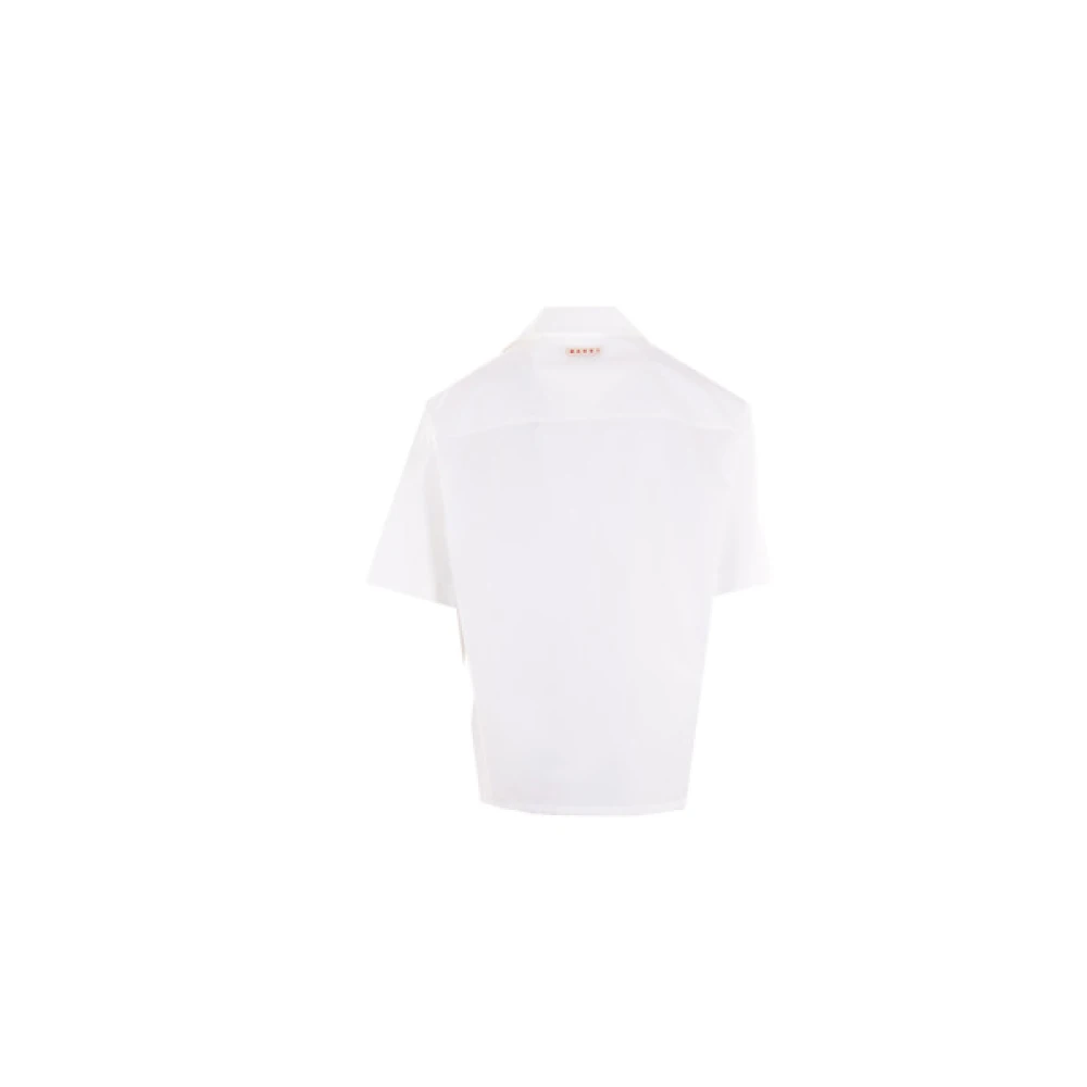Marni Witte Bowling Shirt met Contrast Lettering Prints White Heren