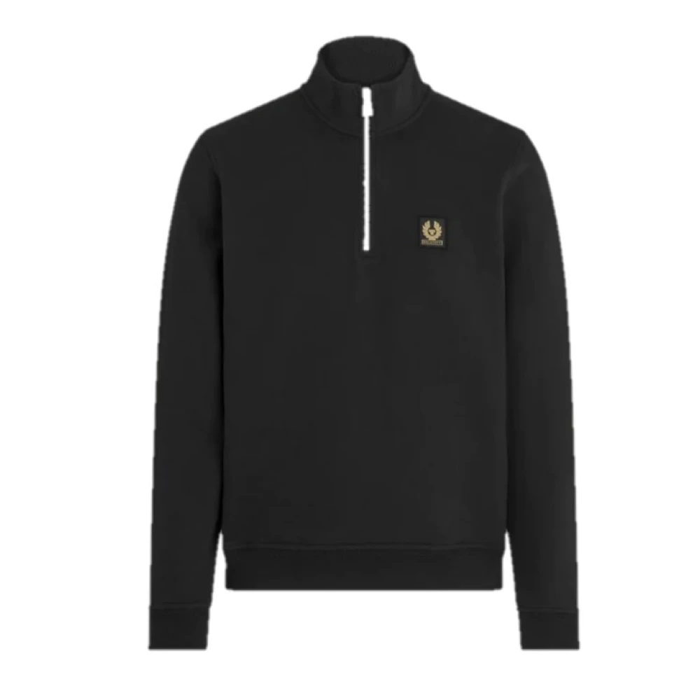 Belstaff Sweatshirt met hoge kraag en kwart rits Black Heren