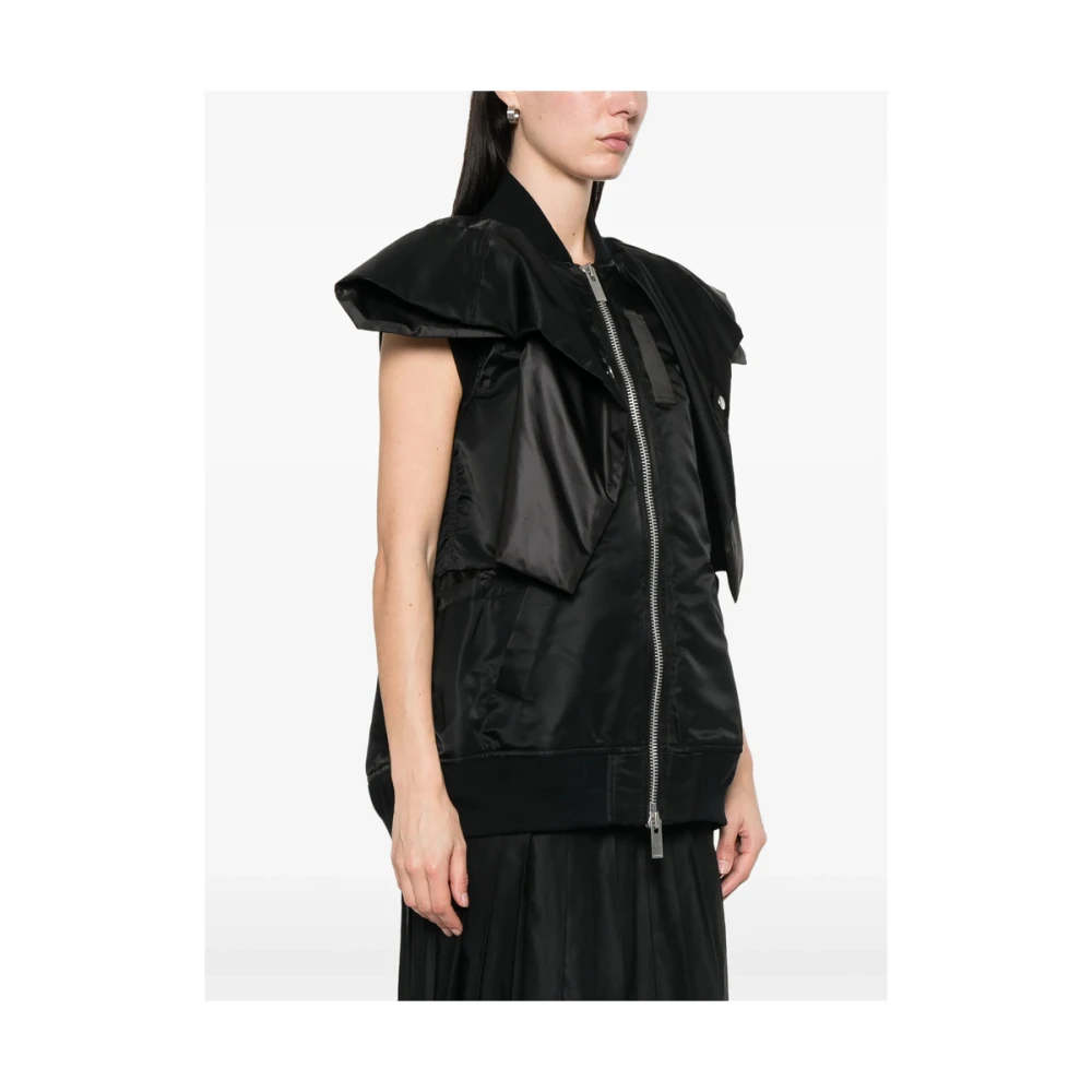 Sacai Zwart Rits-Front Paneel Vest Black Dames