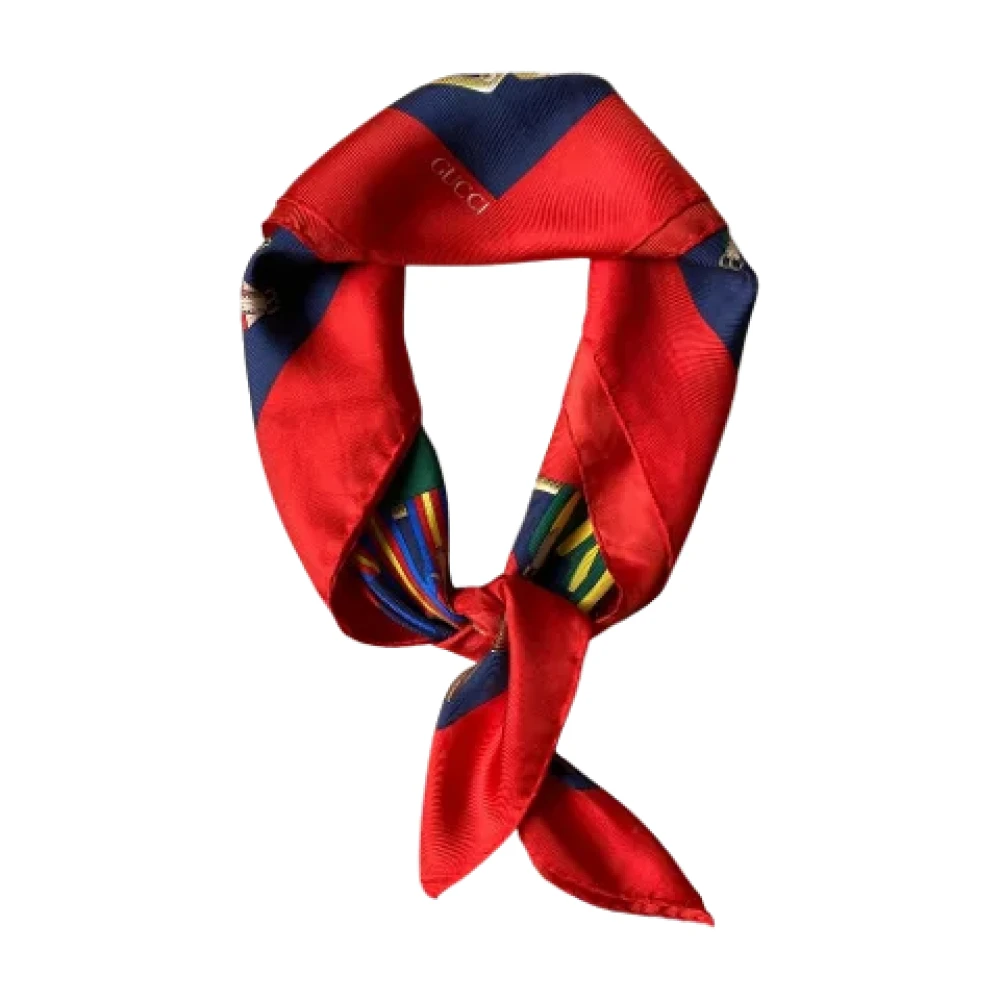 Gucci Vintage Tweedehands Rode Stoffen Gucci Sjaal Red Unisex