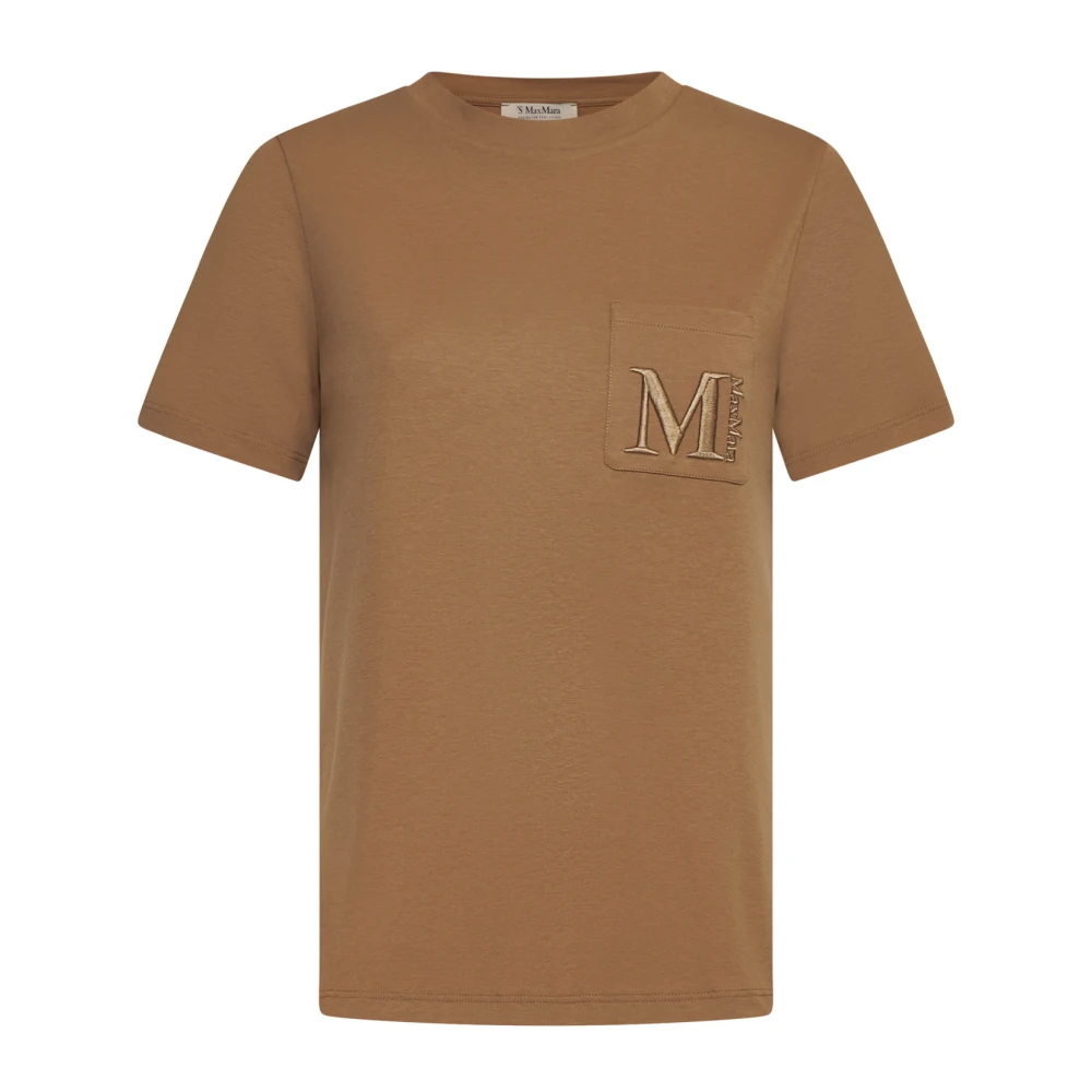 Max Mara Madera T-shirt Kameel Katoen Ronde Hals Beige Dames