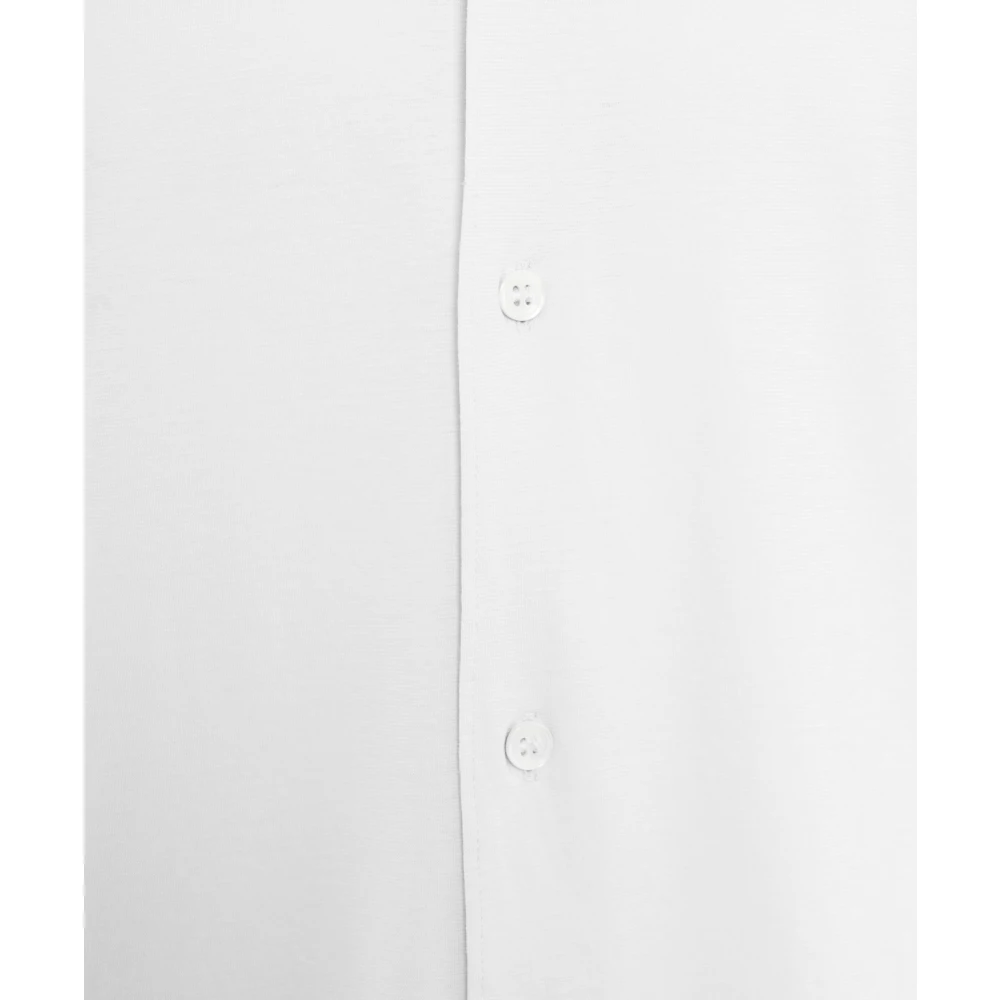 Paolo Pecora Wit Jersey Overhemd met Knoopsluiting White Heren