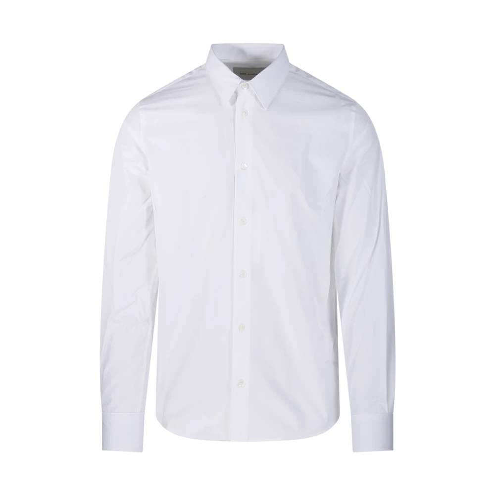 Ami Paris Men's White Formal Shirts, Xl, Poplin Cotton Tailor Shirt