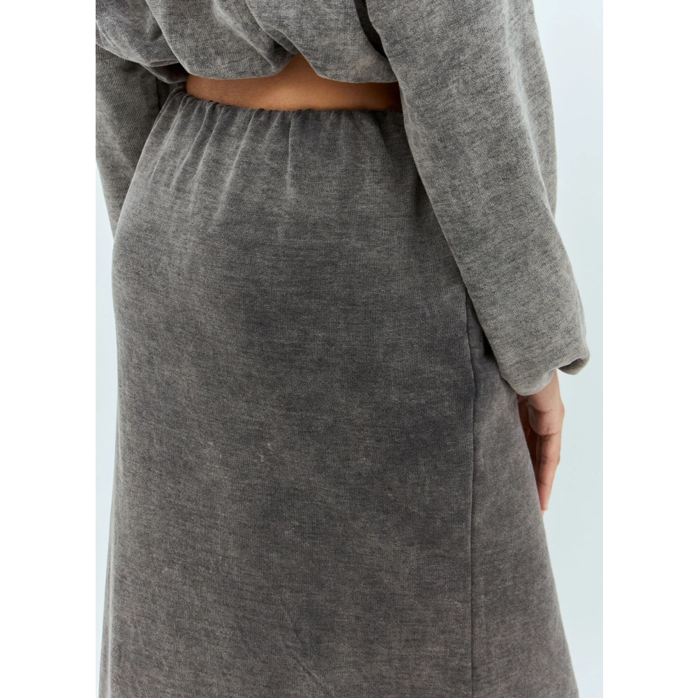 Diesel Maxi Rok van Dubbellaags Katoen Jersey Gray Dames