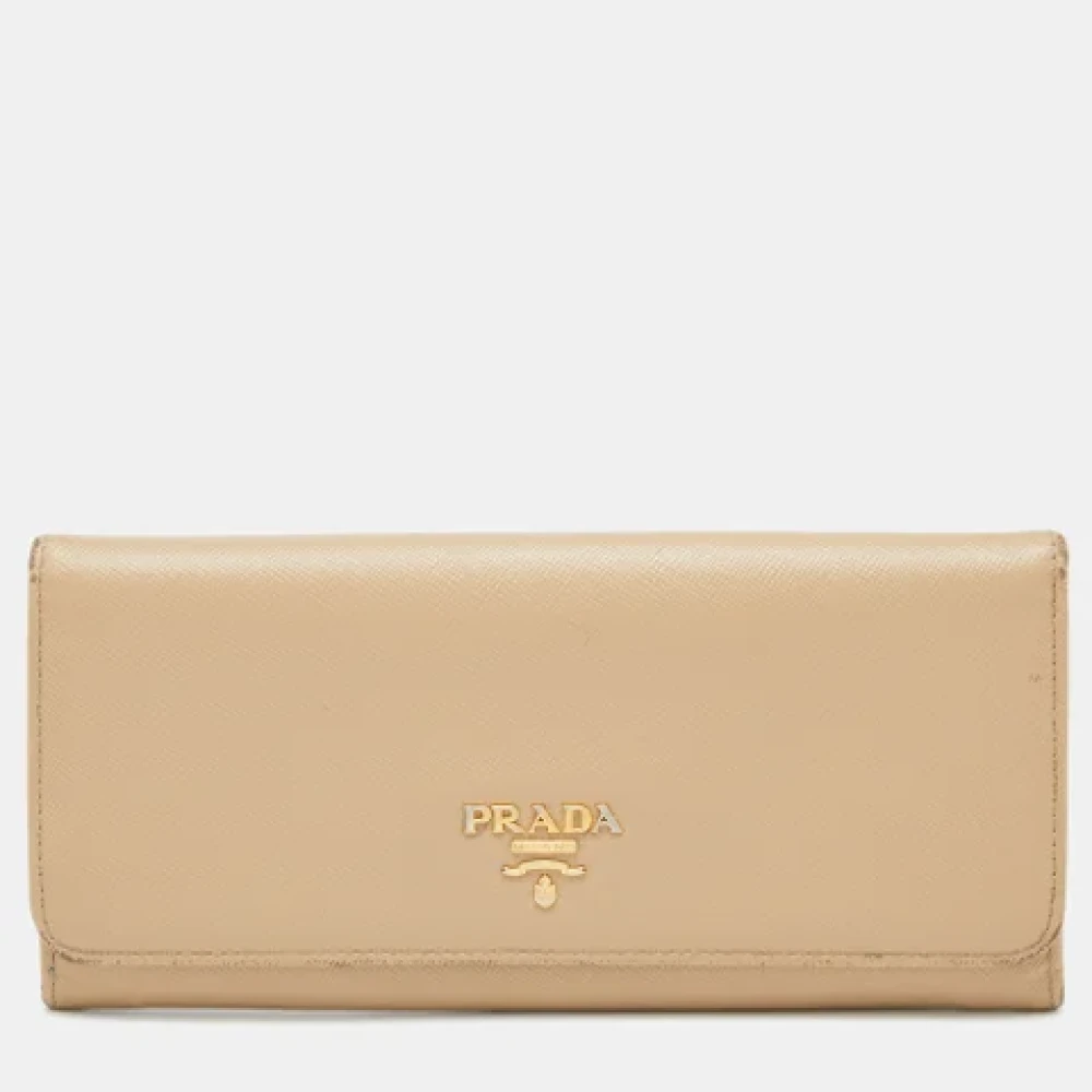 Prada Vintage Pre-owned Leather wallets Beige Dames