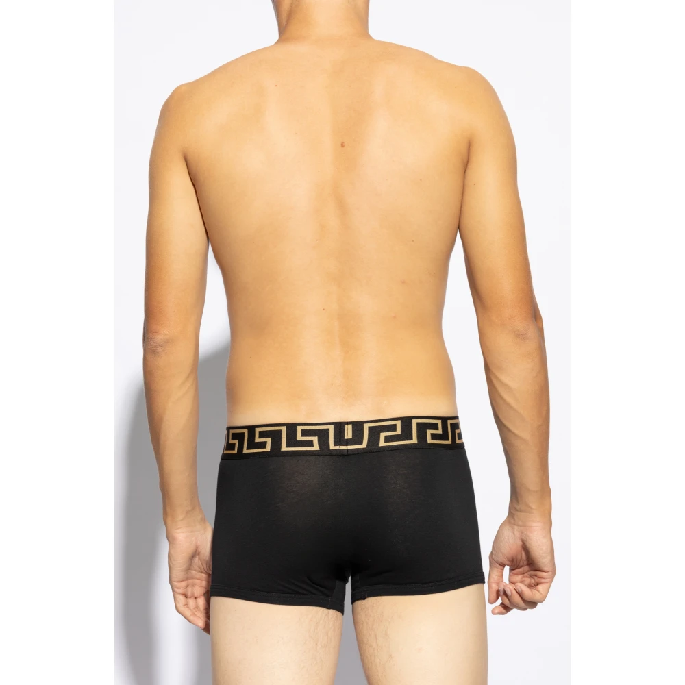 Versace Twee-pack boxershorts met logo Black Heren