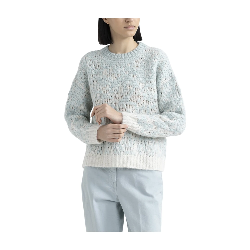 PESERICO Wol alpaca en lurex gemêleerde jacquard trui Blue Dames