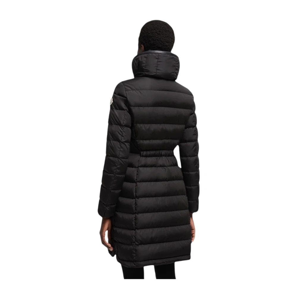 Moncler Lange donsjas met Flare Silhouet Black Dames