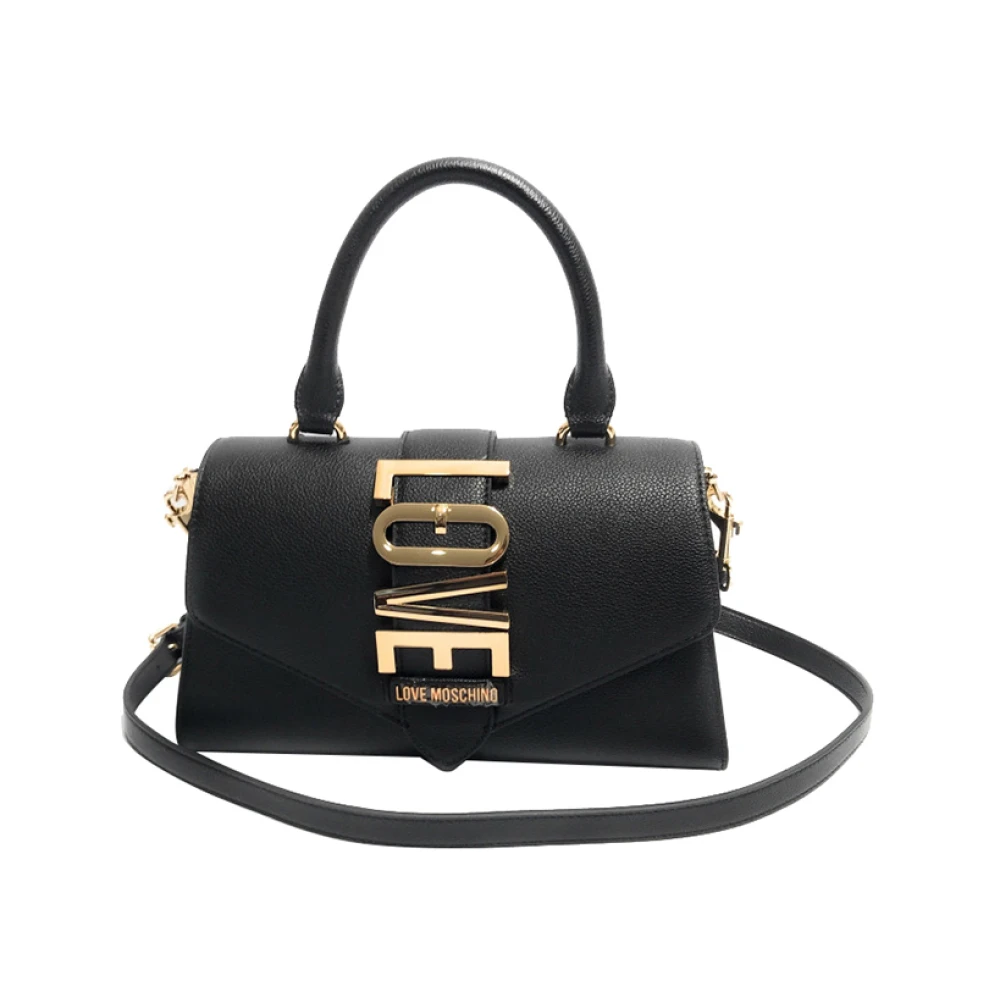 Moschino Zwarte handtas met gouden details Black Dames