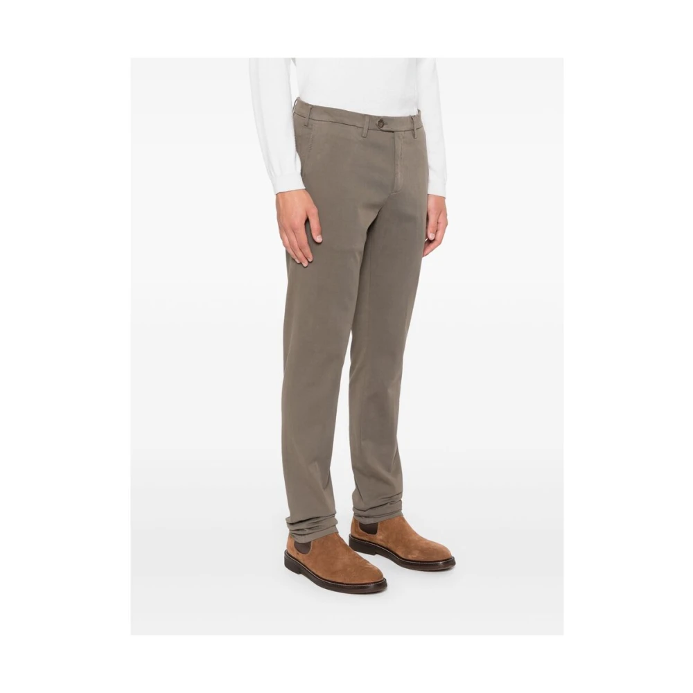 Canali Taupe Bruine Slim Fit Twill Broek Brown Heren