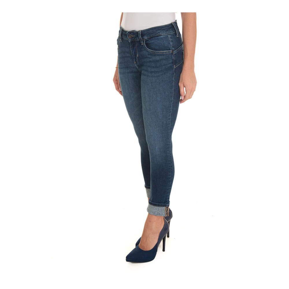 Liu Jo Push Up Denim Jeans met Diamantapplicaties Blue Dames