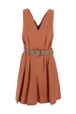 Belted Pleated Mini Dress