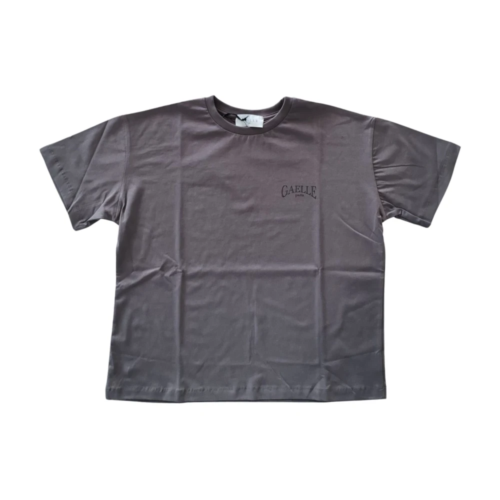 Gaëlle Paris Donna Grigio Top In Cotone Con Logo A Manica Corta - Immagine 1