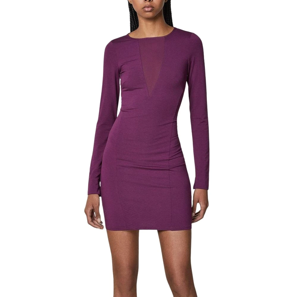 Patrizia Pepe Femme Violet Robes, Taille: 40 Fr Robe Avec Détail En Tissu Transparent