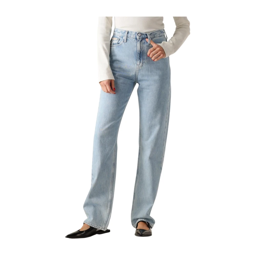 Calvin Klein High Rise Straight Jeans Blue Dames