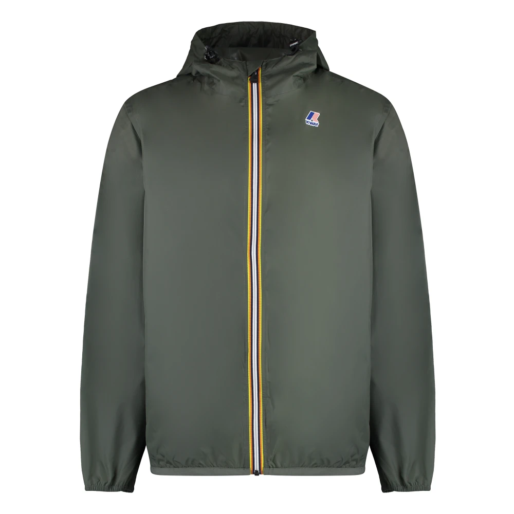 K-Way Men's Green Packable Hooded Nylon Jacket