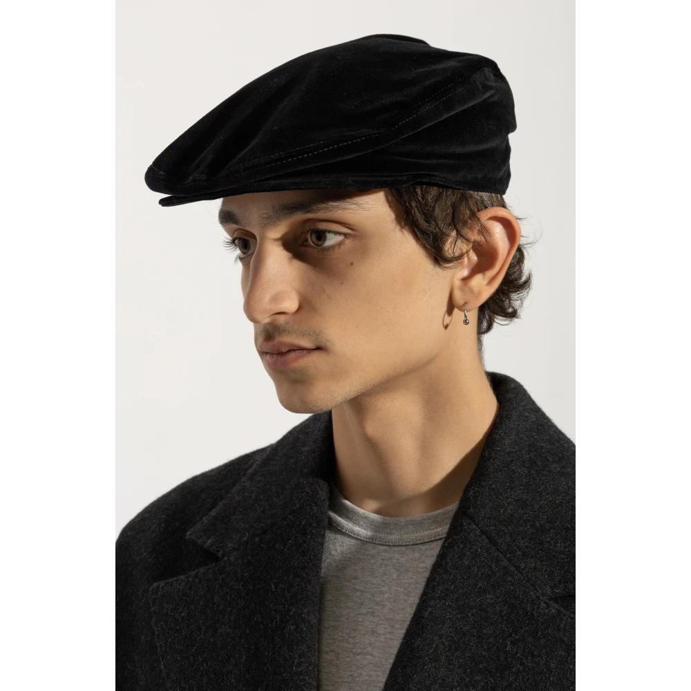 Dolce & Gabbana Fluwelen platte pet Black Heren