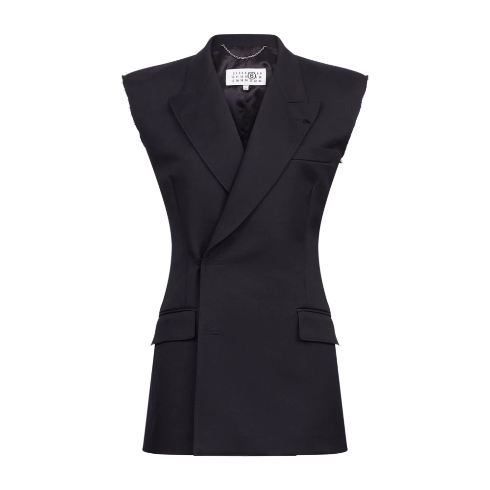 MM6 Maison Margiela Zwart Gebreid Vest Met Knoopsluiting Voor Black Dames