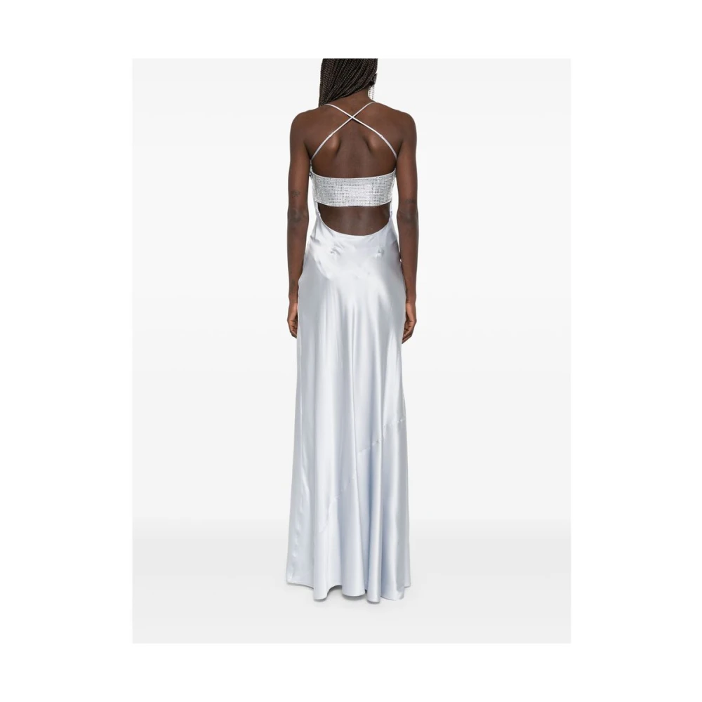 Retrofête Blauwe Spaghetti Strap Jurk met Kristalversiering Blue Dames