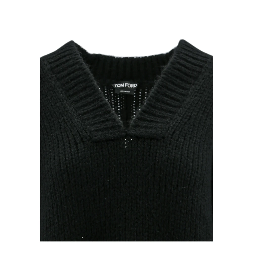 Tom Ford Elegant Alpaca Blend V-Neck Sweater Black Dames