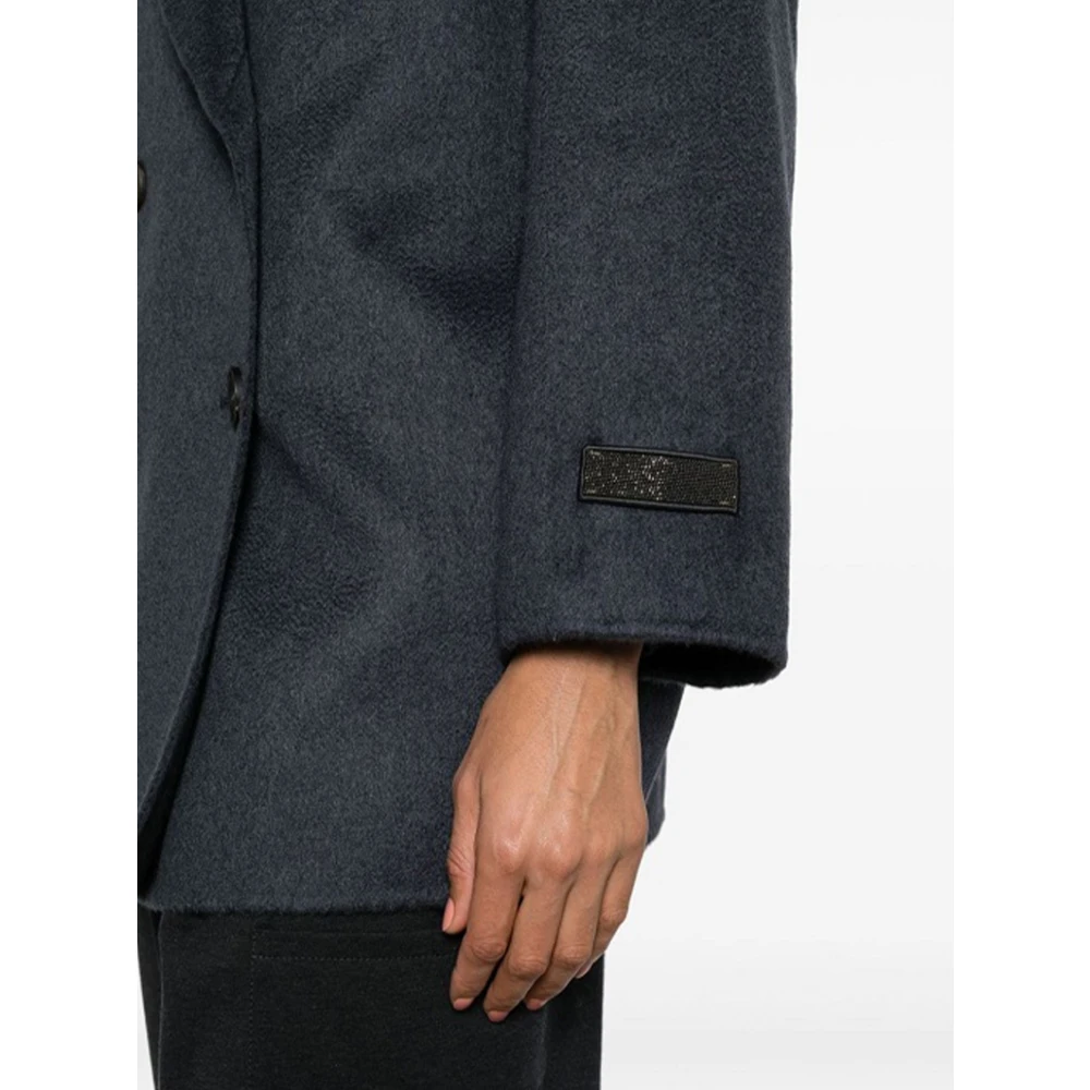BRUNELLO CUCINELLI Blauwe Kasjmier Dubbele Beverjas Blue Dames