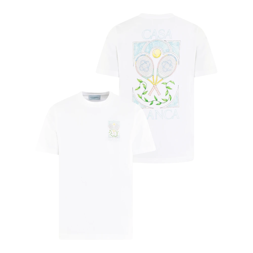 Casablanca Pastelle Printed Tennis Shirt White Heren