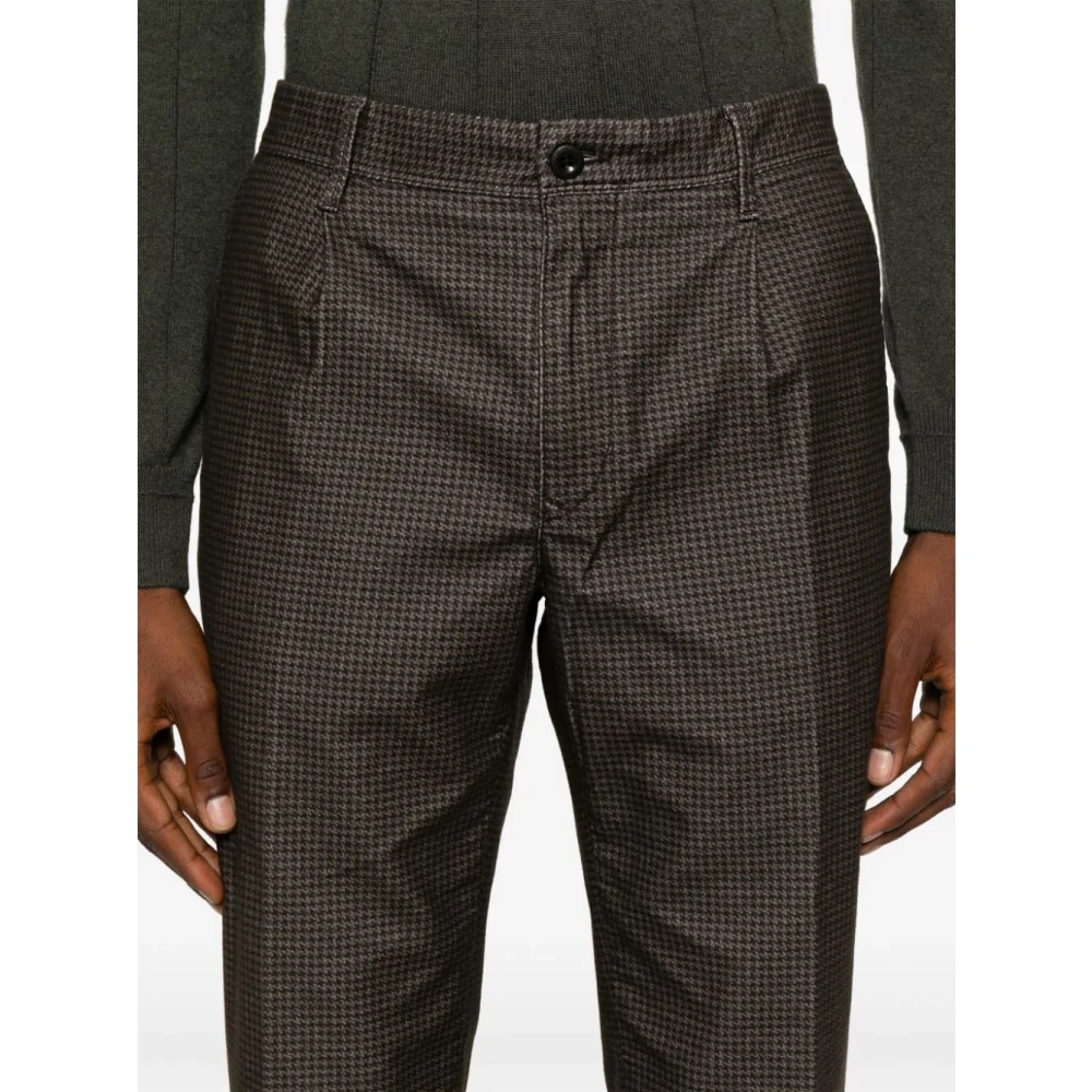 Incotex Slim Fit Houndstooth Velvet Broek Brown Heren
