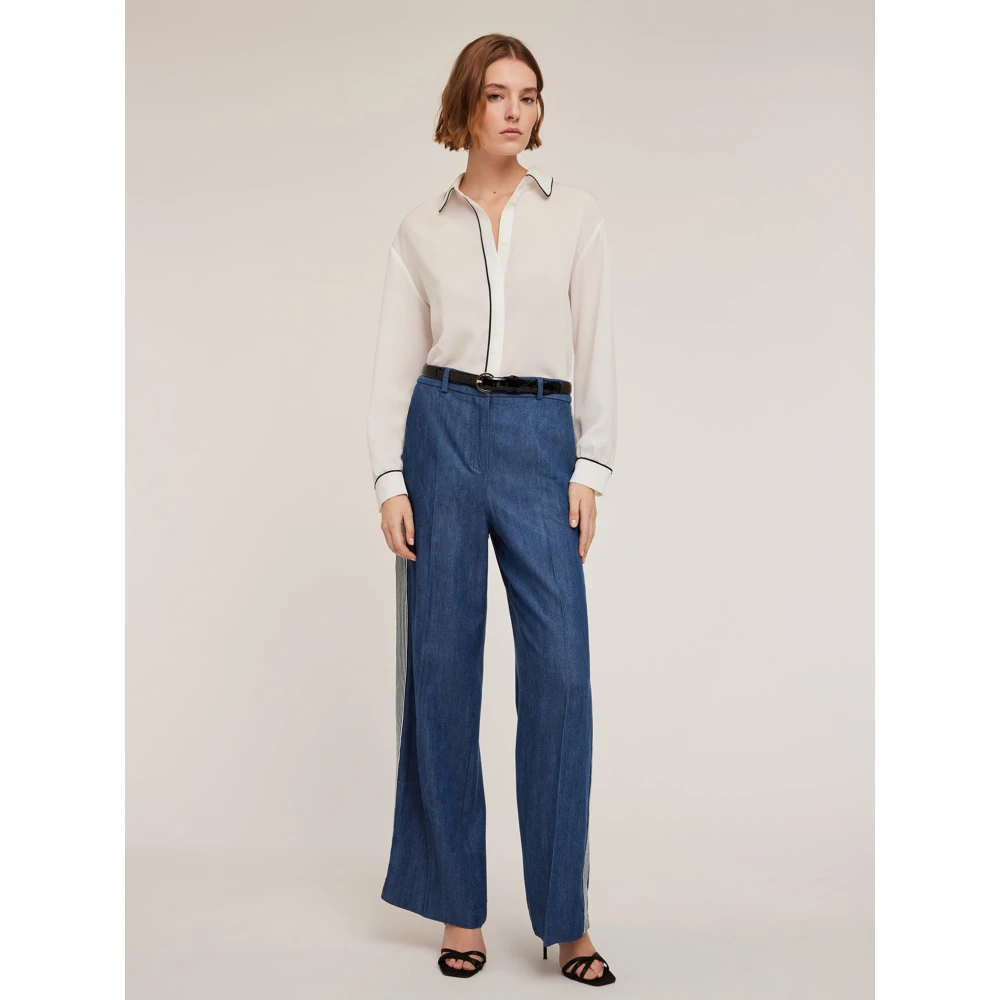 Motivi Overhemdblouse met piping en rugsplit White Dames