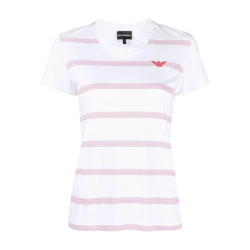 Emporio Armani Gestreept T-shirt met zigzagprint White Dames