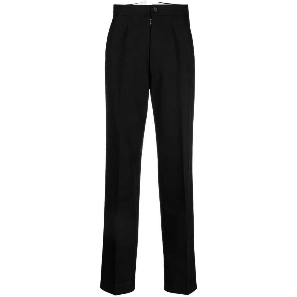 Maison Margiela Zwarte Geplooide Wollen Broek Black Dames
