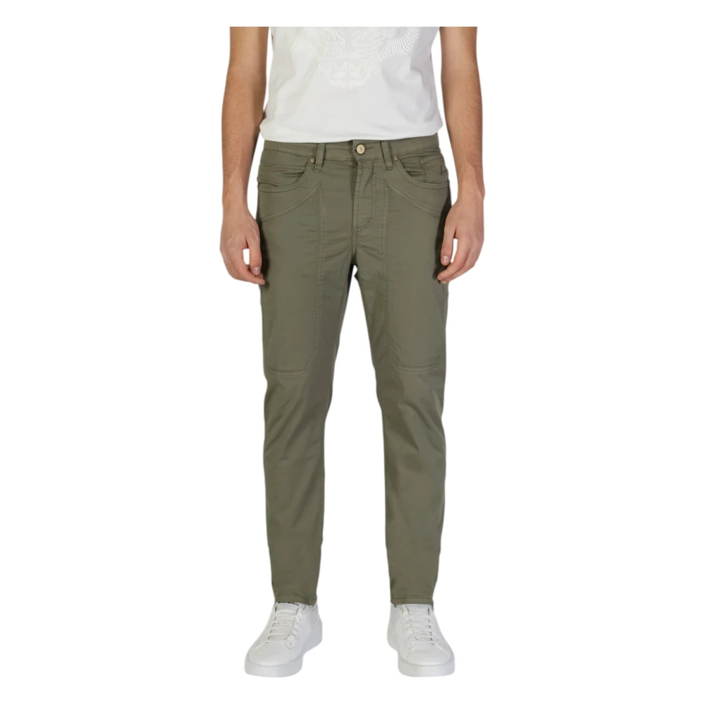 Jeckerson Groene katoen-lycra broek met zakken Green Heren