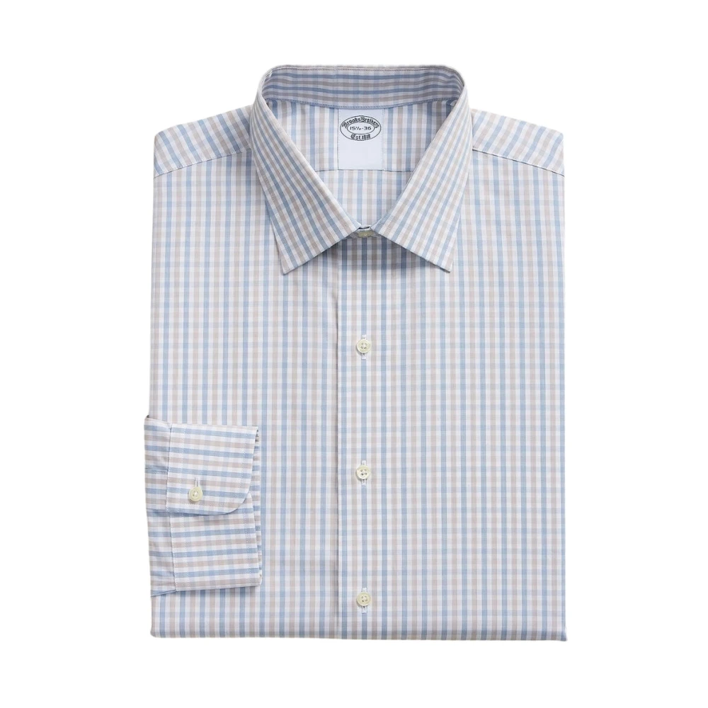 Brooks Brothers Men's Blue Regular Fit Cotton Shirt With Ainsley Collar - Formal Shirts - 4XL - Shirts