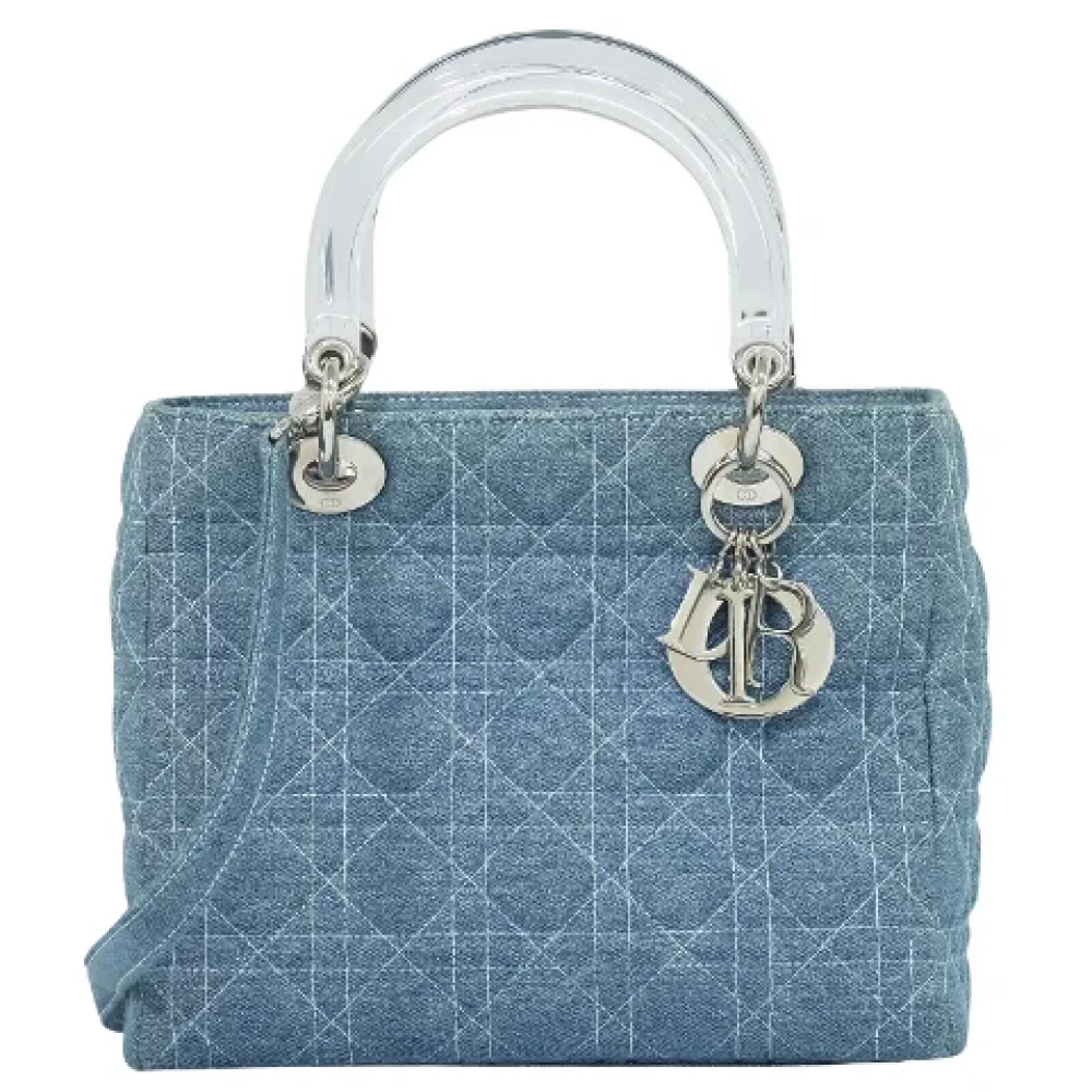 Dior Vintage Pre-owned Cotton handbags Blue Dames
