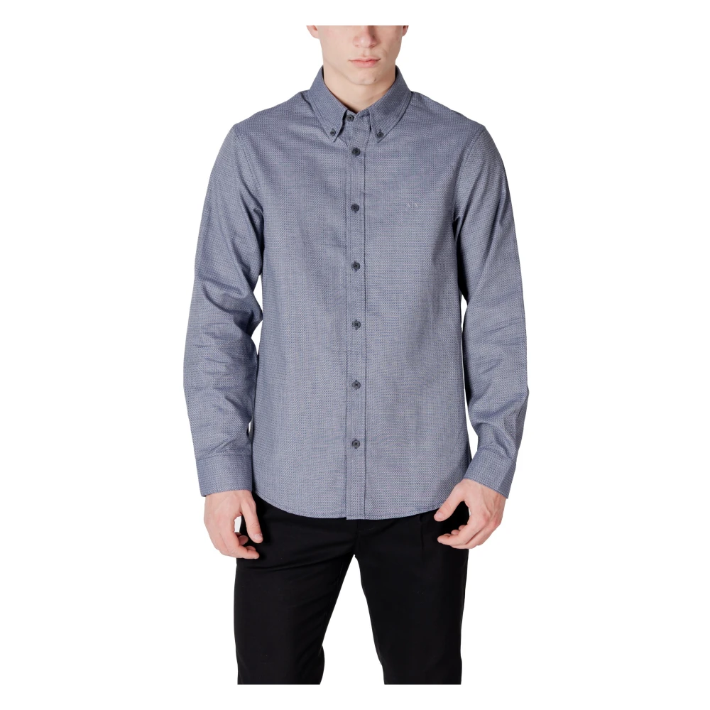 Armani Exchange Blauw Katoenen Overhemd met Knopen Blue Heren