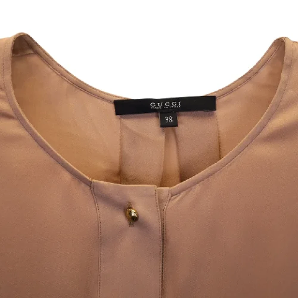 Gucci Vintage Pre-owned Silk tops Beige Dames