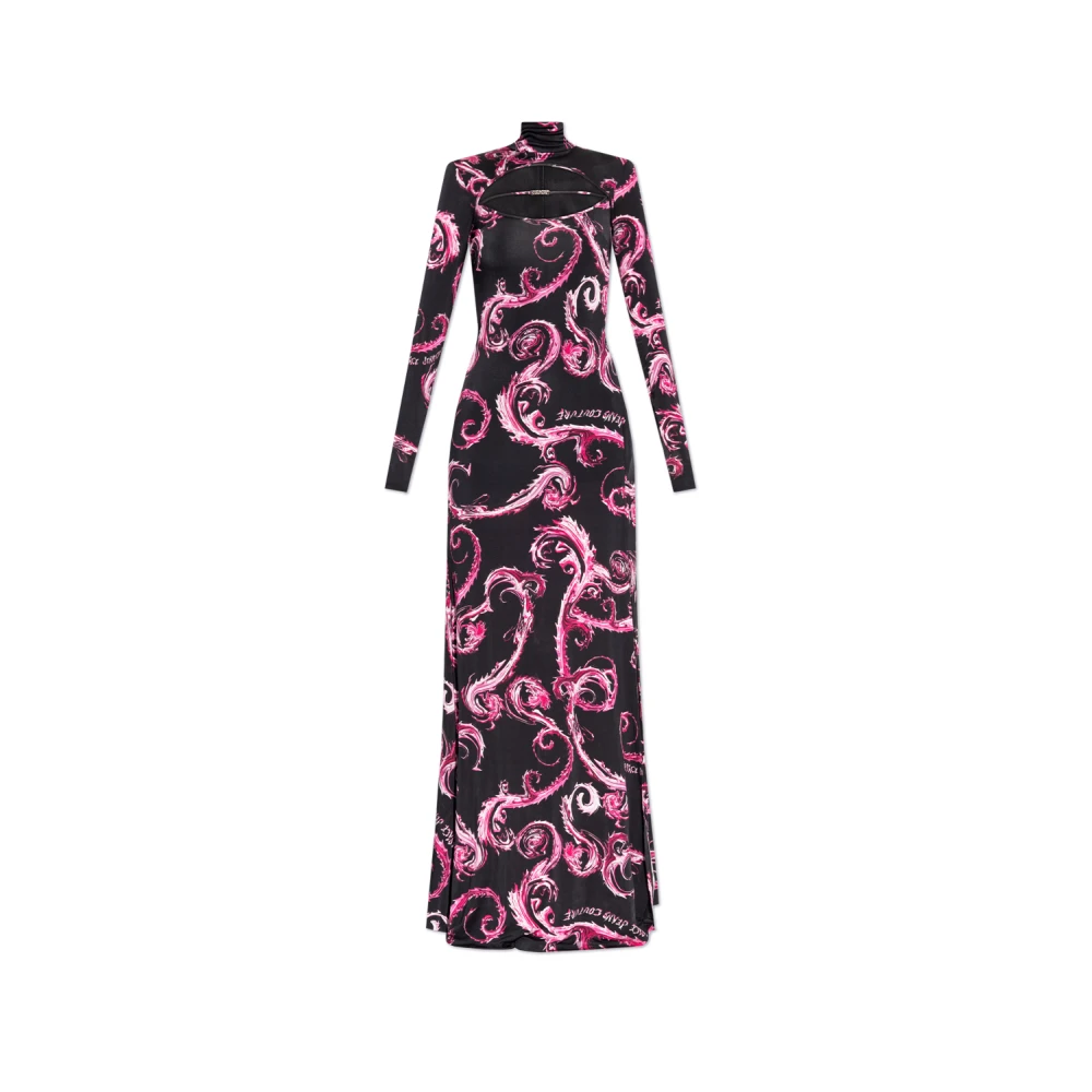 Versace Jeans Couture Chromo Couture Zwarte Jurk Multicolor Dames